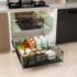 YunNasi Organizador Bajo Fregadero, Armario 2 Niveles Metal Altura Ajustable Estantería Bajo Fregadero, Bandeja Extraible Mueble Almacenaje para Cocina Baño (Negro, A-Estilo)