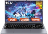 Ordenador Portátil 15,6 Pulgadas Celeron N5095 2,9 GHz Win11 Pro 8GB 256GB SSD Expansión 1TB 5G WiFi 1920×1080 FHD BT4.2 HDMl USB 3.0 Portatil con Ratón Inalámbrico y Teclado Español Membrana – Gris-A