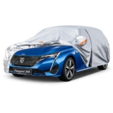 Kayme Funda Coche Exterior, Compatibles con Peugeot 308(2013–2026), Cubierta para Coche Impermeable Transpirable Anti-UV Antipolvo de 6 Capas, Cubre Coche con Cremallera y Forro de Algodón.
