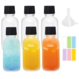 DITK-U 6 botellas pequeñas de cristal de 60 ml para rellenar, pequeñas botellas de chupito con embudo y etiquetas, perfectas para jengibre, brandy, licor y otras bebidas