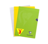 Clairefontaine 293101AMZC – Lote de 3 Cuadernos Grapados – Mimesys – A4 (21×29,7 cm) – 48 Páginas – Cuadrados Grandes – Papel Blanco 90 g – Color Aleatorio( Verde – Amarillo – Blanco)