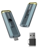 OSCOO Unidad Flash SSD 512GB Disco Duro Externo ultrarrápido hasta 2100MB/s con Puertos USB-C y USB-A duales Memoria USB compacta y Lista para Viajar para iPhone,Android Phone,Tablet,Windows,Mac