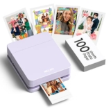 Nelko PP01 – Impresora fotográfica portátil con 100 hojas de papel y cartucho de tinta, impresión instantánea de fotos para iOS/Android, mini impresora de tamaño de bolsillo con divertida aplicación