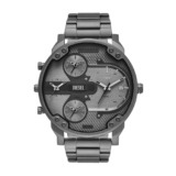 Diesel Reloj Mr. Daddy para Hombre, Movimiento multifunción a Tres Agujas de Cuarzo con Correa de Acero Inoxidable, Grafito