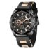 LIGE Reloj Hombre Analógico Elegante Caballero Clasico Vintage Cronógrafo con Diseño De Fase Lunar Mens Watches De Cuarzo con Fecha Y Manecillas Luminosas Analogico Reloj Pulsera Hombre,Oro y Azul