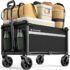 TRESKO® Carro Plegable con Techo, Compartimento de refrigeración y Ruedas Laterales, Carro de Mano máx. soporta hasta 150 kg, Carro de Transporte con neumáticos de Goma Maciza, Frenos