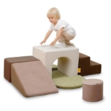 BanaSuper Bloques Espuma Educativos para Niños | Juego Motricidad con Base Antideslizante | Certificado EN71 | Juego de 7 Bloques Psicomotricidad para Niños | Diseño Modular y Lavable (Gris)