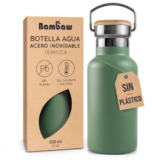 Bambaw Botella Termica 350 ml, Botella Agua Termica Acero Inoxidable Elegante y Duradera, Garrafa Inox 350ml Apta para Posavasos, Garrafa Isotermica de Doble Pared y Boca Ancha (Verde Salvia)