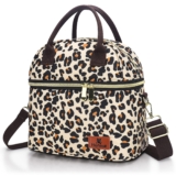 Hafmall Bolsa Termica Porta Alimentos 2 Compartimentos, Leopardo | Bolsa Porta Comida para Mujer y Hombres, Lunch Bag Ideal para Trabajo