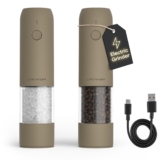 LARS NYSØM Molinillo de Sal y Pimienta Eléctrico Set de 2 – USB Automáticos | Molinillos de Sal y Pimienta Eléctrico – Recargable USB – Mecanismo Cerámico con Molienda Ajustable – Luz LED – Molinillo Set