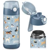 JARLSON® Botella infantil de acero inoxidable MALI [termosflache] – Botella infantil a prueba de fugas, termo apto para ácido carbónico, botella térmica para la escuela y la guardería (perros, 350 ml)