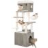 Heybly Rascador para Gatos Grandes, 193cm Torre Gris Claro HCT039W | Base Grande de 5 Postes para Máxima Estabilidad, Incluye 2 Cuevas, 1 Hamaca, 1 Cesta y 10 Postes Rascadores de Sisal