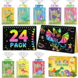 24 Kits de Dinosaurios Scratch Art para Niños, Detalles Cumpleaños Niños