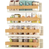 SONGMICS Especiero Magnético sin Taladrar, Juego de 4 | Organizador de Especias, 2 Estantes Grandes y 2 Pequeños, Blanco Crema, Colección BEQUE KCS061W01