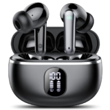 Auriculares Inalámbricos Bluetooth, Auriculares Bluetooth 5.4, 4 HD Mic con Reducción de Ruido ENC, 50H con HiFi Graves, Cascos Inalambricos Bluetooth Deportivos IP7 Impermeable, Ajuste Cómodo Negro