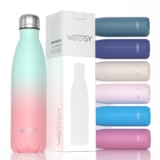 WATERSY Botella Térmica 500ml, Botella Agua Acero Inoxidable Sin BPA, Cantimplora Termo de Agua Doble Pared para 12h Caliente/24h Frío, Termo Cafe para Gimnasio, Viajes y Deporte (Azul – Rosa)