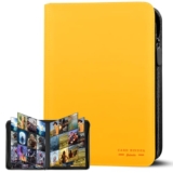 Álbum de Tarjetas Coleccionables, 30 Páginas y 9 Bolsillos, Capacidad para 540 Cartas, Carpeta con Cremallera y Carga Lateral, Compatible con Magic, YuGiOh, MTG y TCG – Amarillo