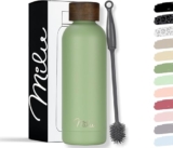 Milu Termo Botella de Agua 500ml – Acero Inoxidable Mantiene 24H Frio / 12H Calor – Aislamiento de Vacío de Doble Pared – Libre BPA – incl. cepillo de limpieza (Olive Green, 500ml)
