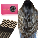 WENNALIFE Extensiones Adhesivas Pelo Natural, 35cm, 50g, 20 Piezas, Balayage Natürliches Schwarz bis Hellblond, Extensiones Pelo Remy Cabello Humano