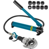 VEVOR Alicate Hidráulica con 9 Matrices Extraíbles, Giratorio 360 °, Separador con Fuerza de Presión 6 T, Crimpadora Apta para Racores en Forma de V/TH de 12-28 mm / 16-32 mm