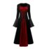 Haozozo Disfraz de vampiro real para niñas, disfraz gótico de vampiro para niñas con un vestido de vampiro de estilo vintage, accesorio para el cabello, 3 calcomanías de Halloween y decoraciones de